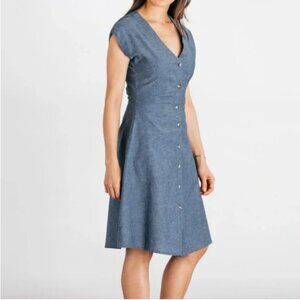 Bridge & Burn Mirabel Chambray Button Front Dress | xs
